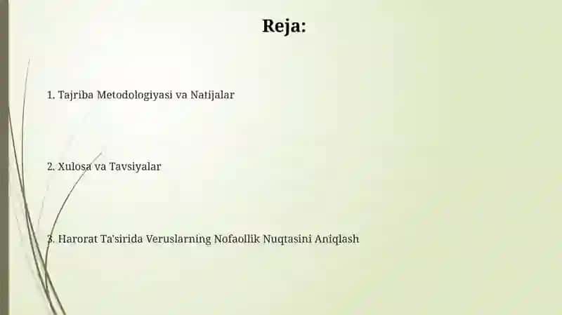 Veruslarni harorat taʼsirida inaktivatsiya nuqtasini aniqlash 2