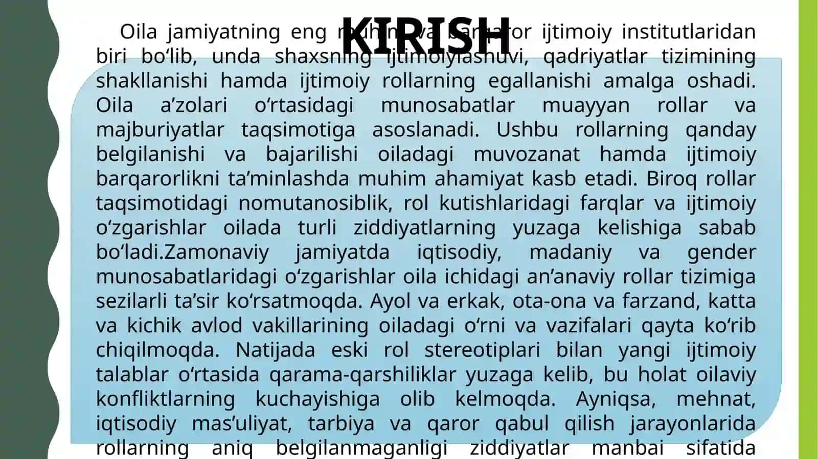 OILA ICHIDAGI ROLLAR TAQSIMOTI ASOSIDA KELIB CHIQADIGAN ZIDDIYATLAR 2