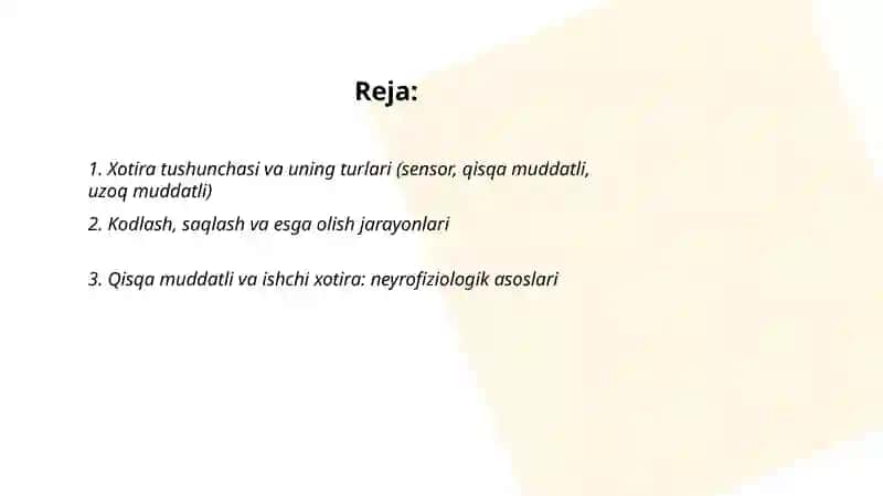 Xotira haqida tushuncha va uning nerv-fiziologik asosi 2
