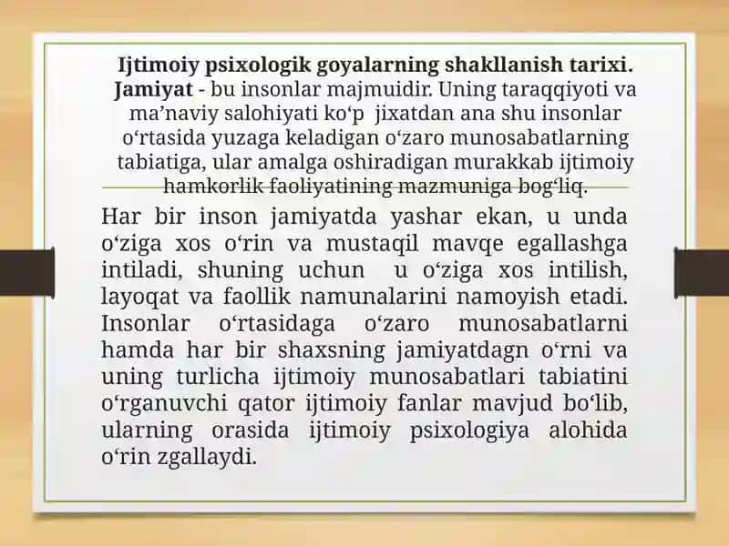 Ijtimoiy psixologik goyalarning shakllanish tarixi 2
