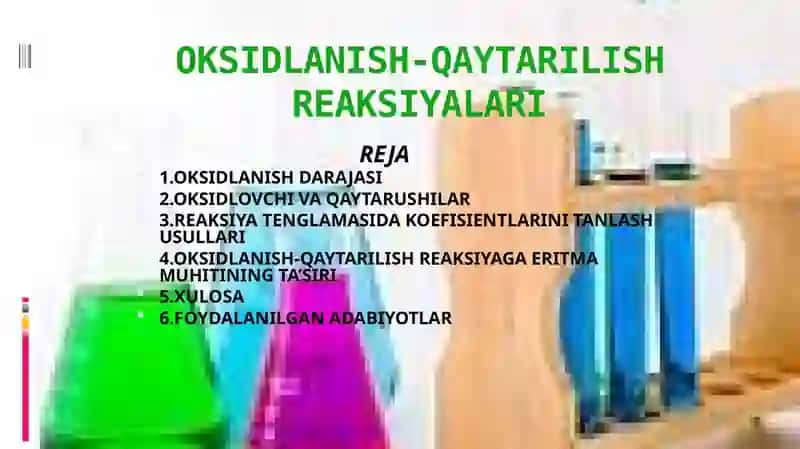 OKSIDLANISH-QAYTARILISH REAKSIYALARI 2