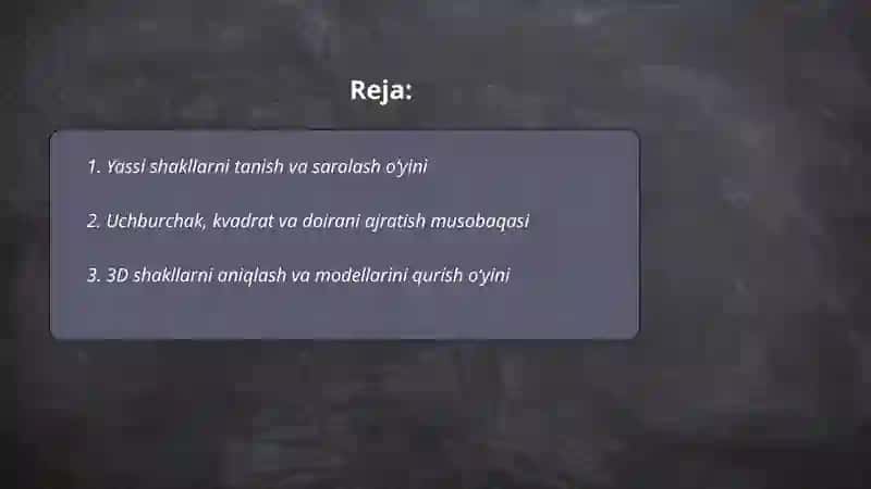 Yassi shakllarni tanish va saralash oʻyini 2