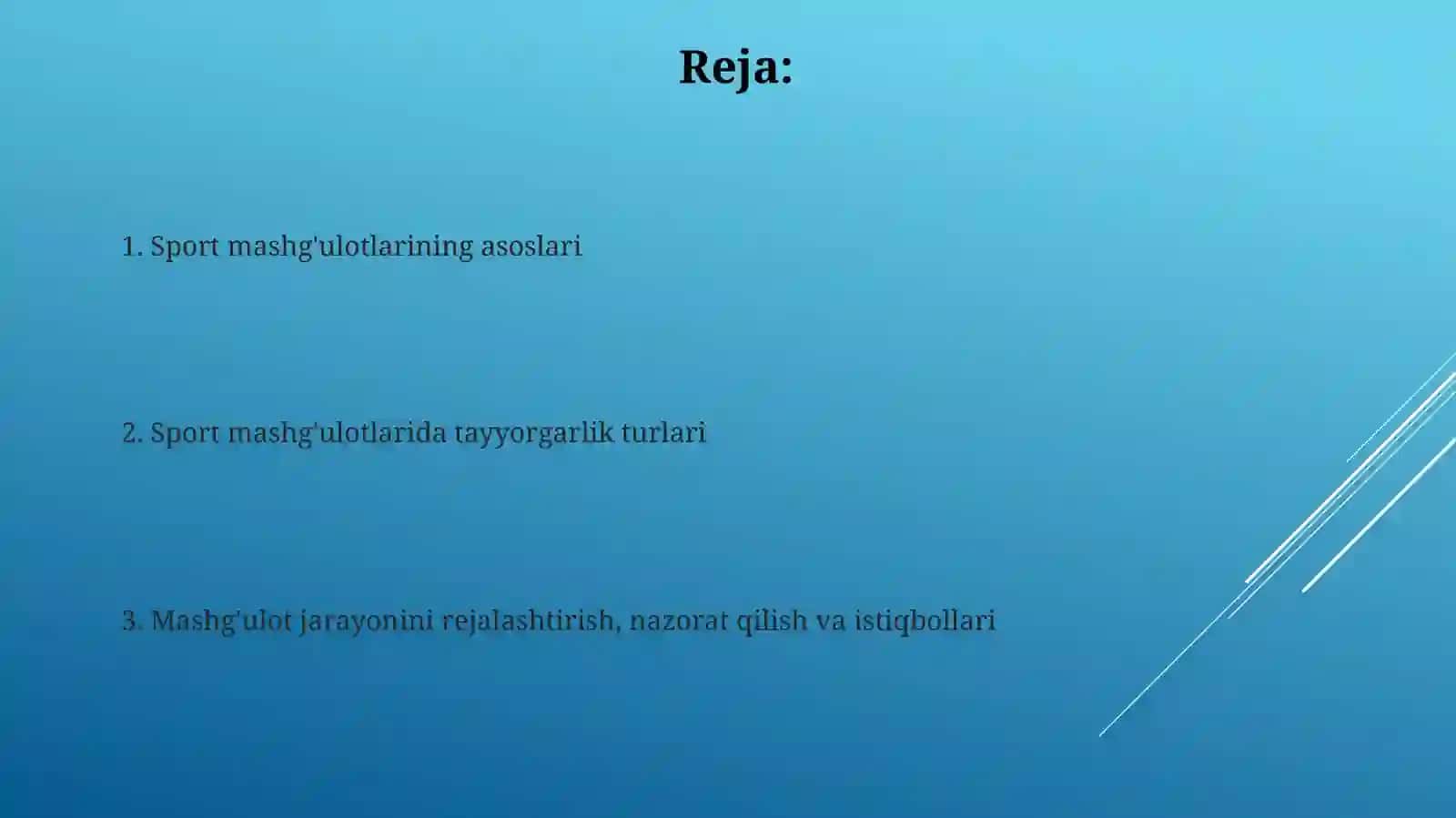 Sport mashg'ulotlari: ta'riflar va asosiy tushunchalar 2