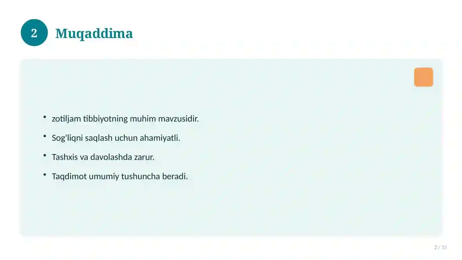 Zotiljam tibbiyot 2