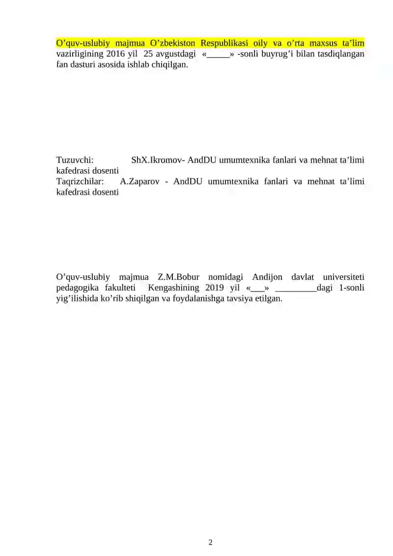 Texnologiya (Mehnat) Ta’limi O’qitish Metodikasi 2