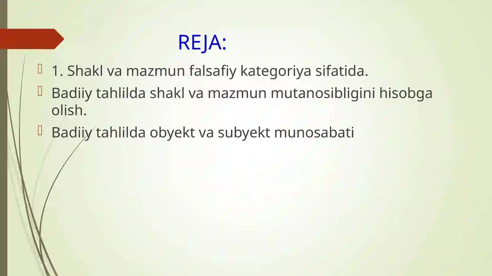 Badiiy tahlil fani asosida 2