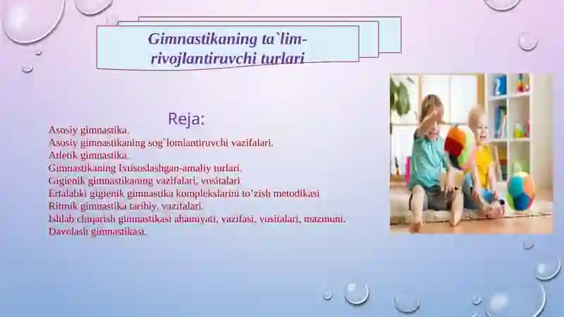Gimnаstikаning tа`lim-rivоjlаntiruvchi VA SOG’LOMLASHTIRUVCHI turlаri 2