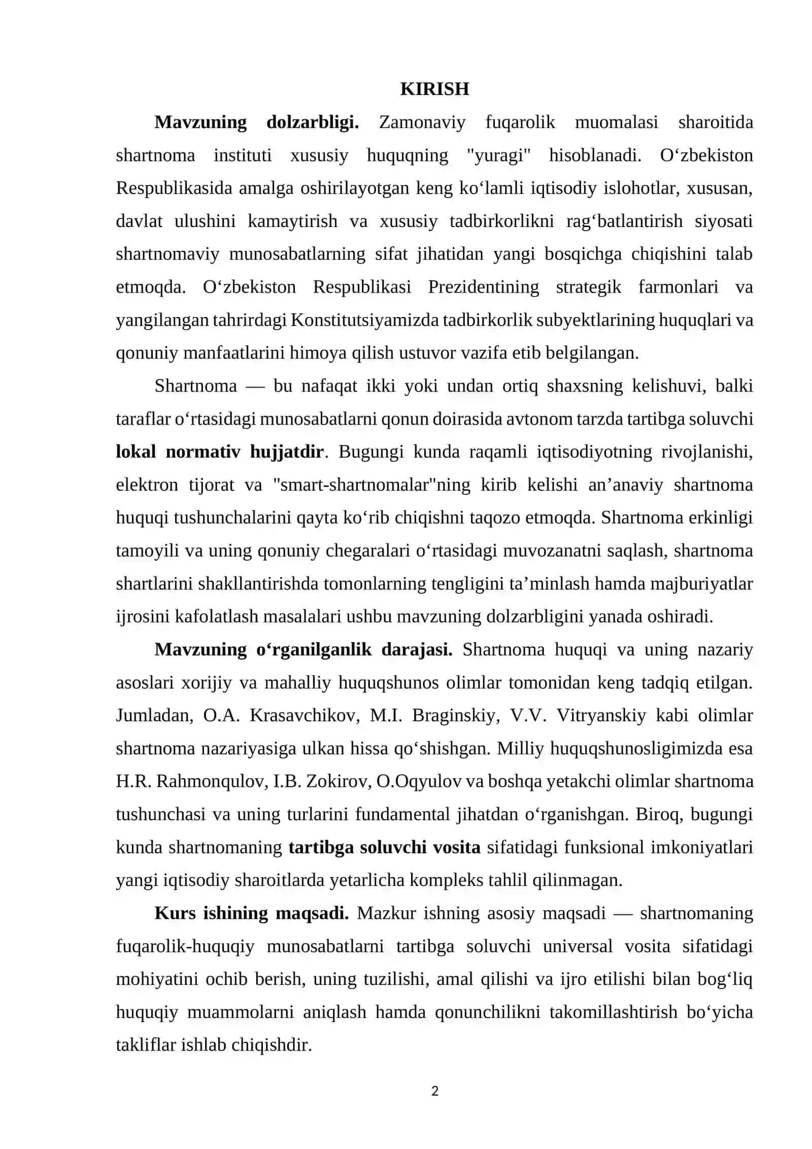 SHARTNOMAVIY-HUQUQIY MUNOSABATLARNI TARTIBGA SOLUVCHI QONUNCHILIK O'ZIGA XOS XUSUSIYATI 2
