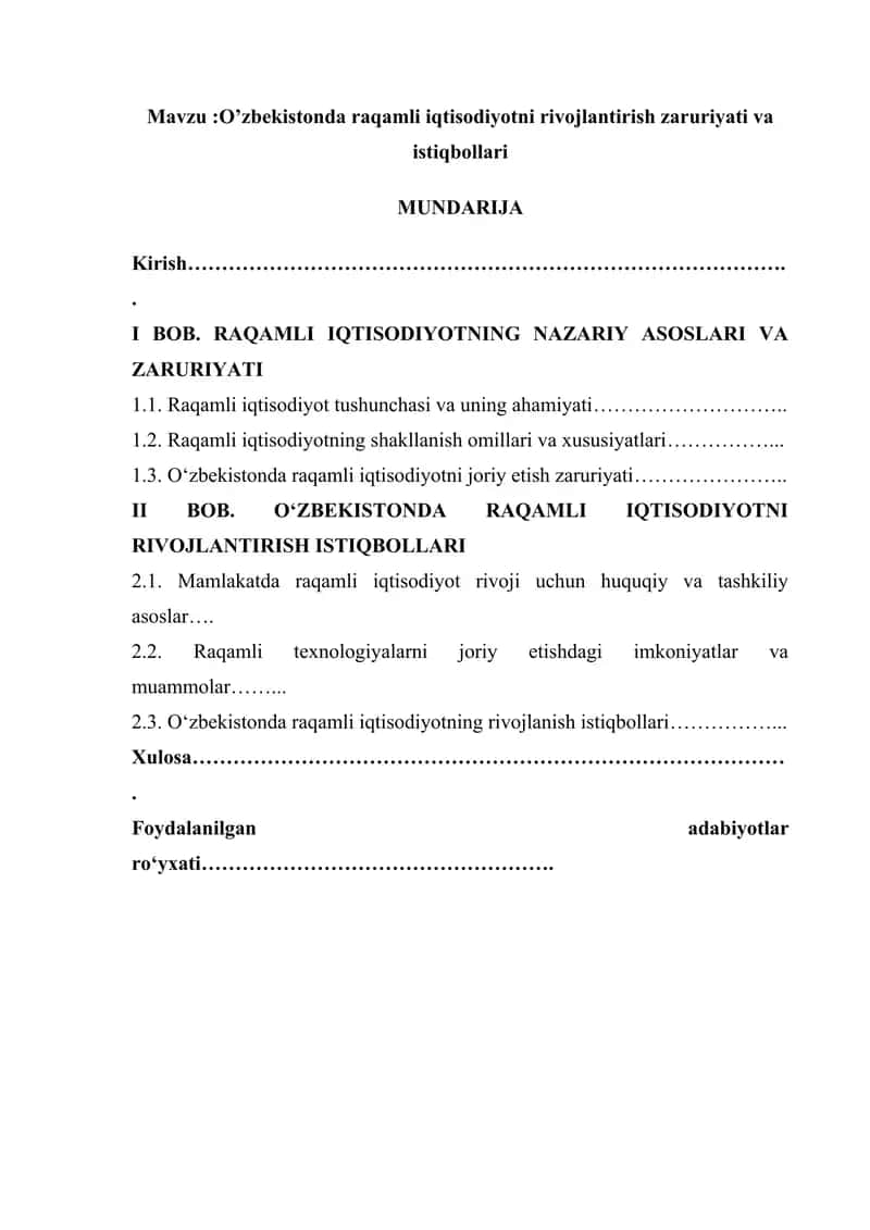 O’zbekistonda raqamli iqtisodiyotni rivojlantirish zaruriyati va istiqbollari 2