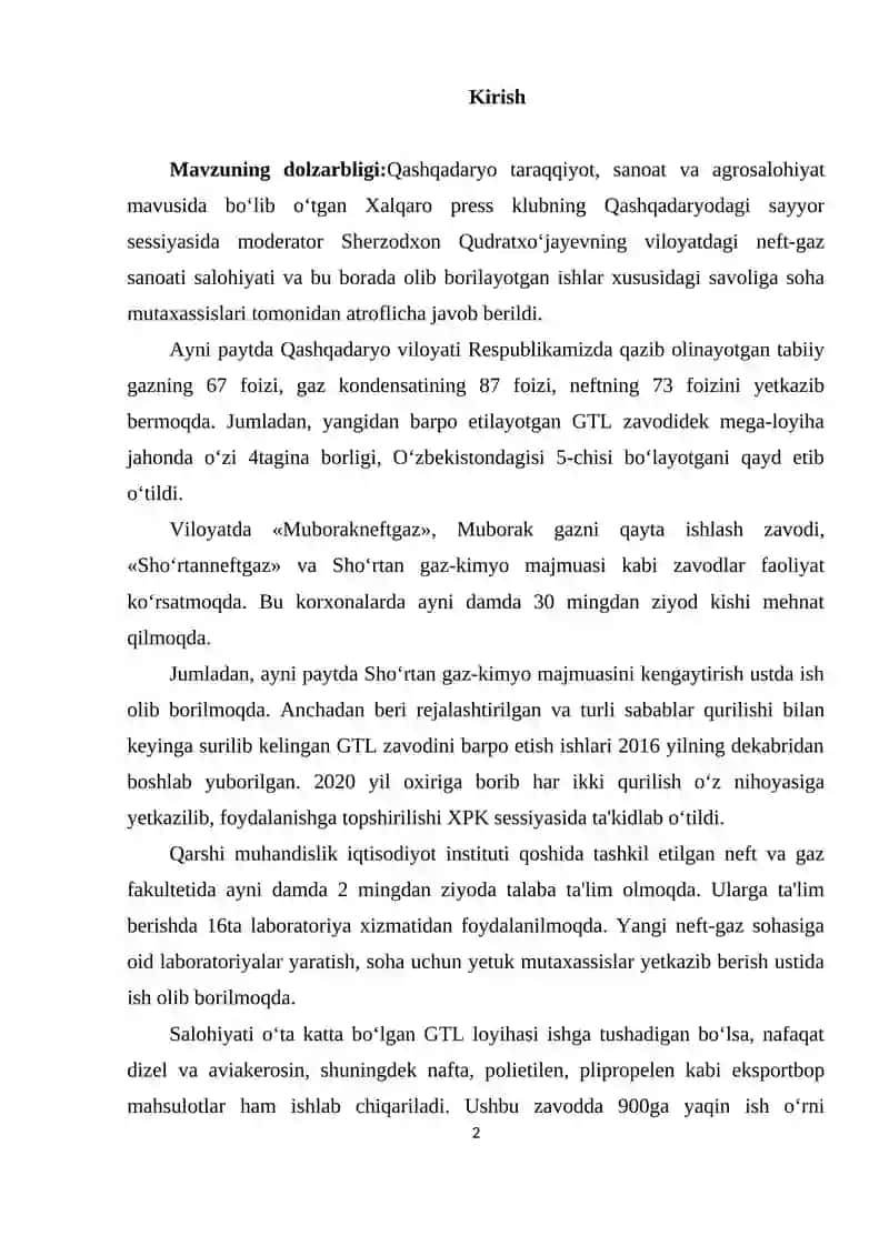 NEFT-GAZ SANOATIDA ISHLAB CHIQARISH SAMARADORLIGINI OSHIRISH OMILLARI 2