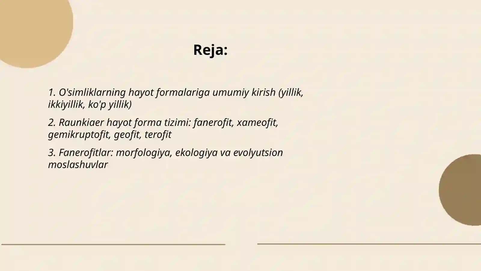 O'simliklarning hayot formalari va ularning evolutsiyasi 2