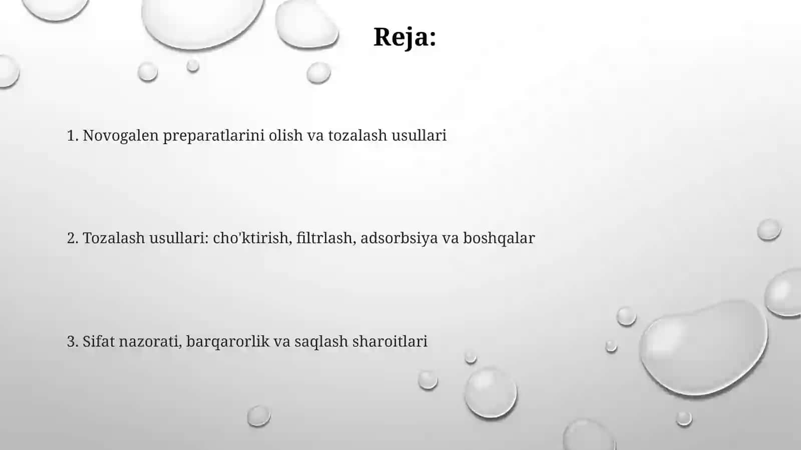 Novogalen preparatlari. Balast va yot moddalardan tozalash usullari 2