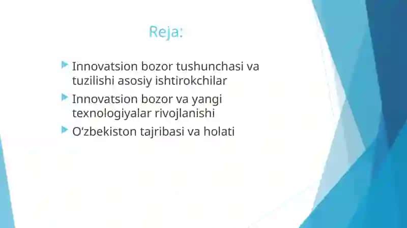Innovatsion bozor yaratish va uning yangi texnologiyalarni rivojlantirishiga ta'sir 2