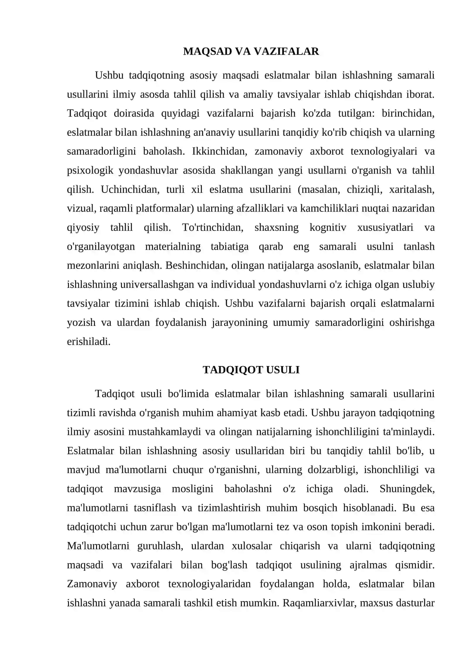 ESLATMALAR BILAN ISHLASHNIG SAMARALI USULLARI 2