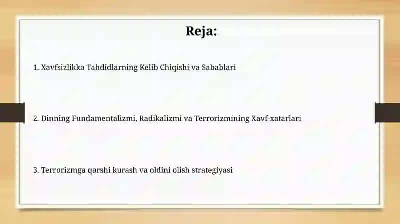 TERRORIZM  HAMDA DINIY EKSTREMIZM BILAN BOG'LIQ JINOYATCHILIKNING KRIMINOLOGIK TAVSIFI VA OLDINI OLISH 2