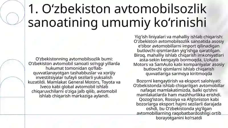 O‘zbekistonda Avtomobilsozlik Sanoatining Istiqboli 2