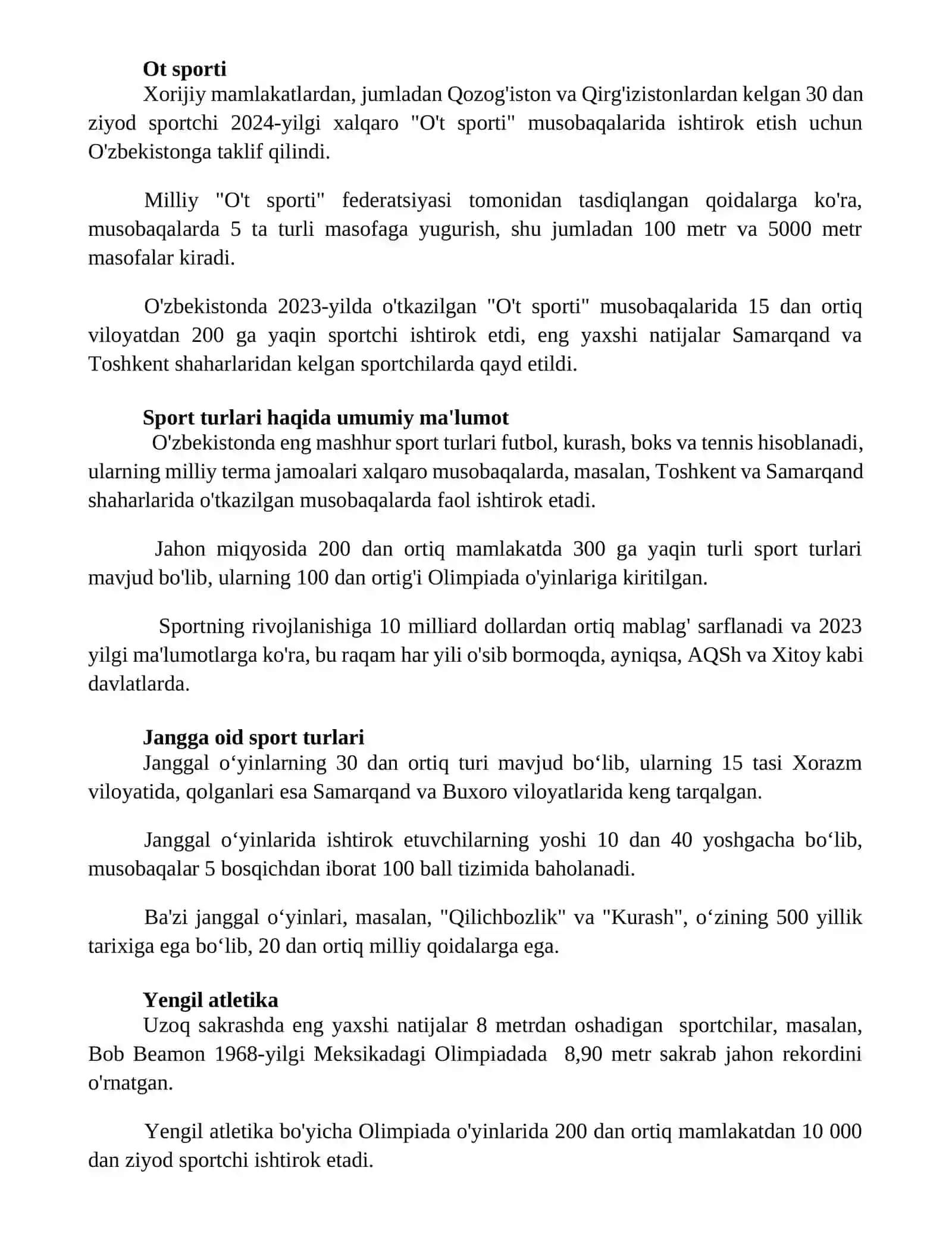 Yengil atletika va uning turlari 2