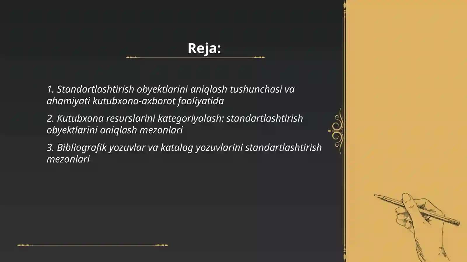 Kutubxona - axborot faoliyatida standartlashtirish obyektlarini aniqlash mezonlari 2