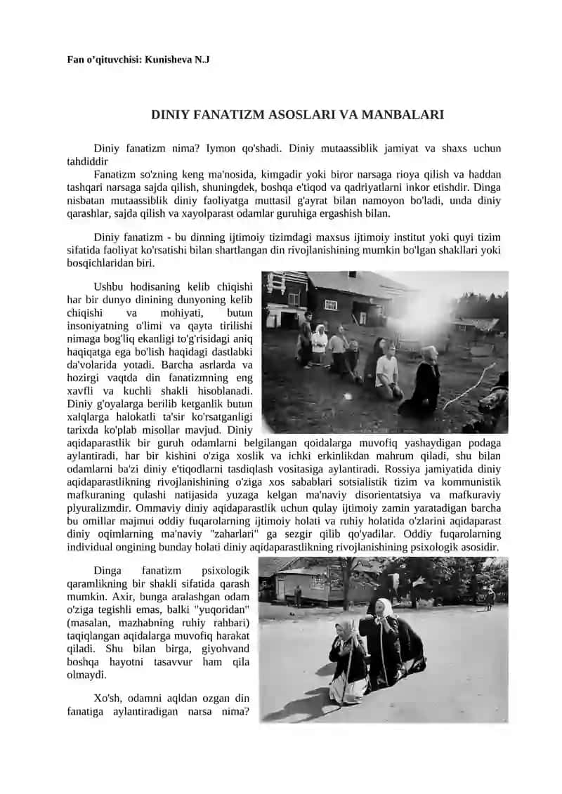 Diniy fanatizm asoslari va manbalari 2