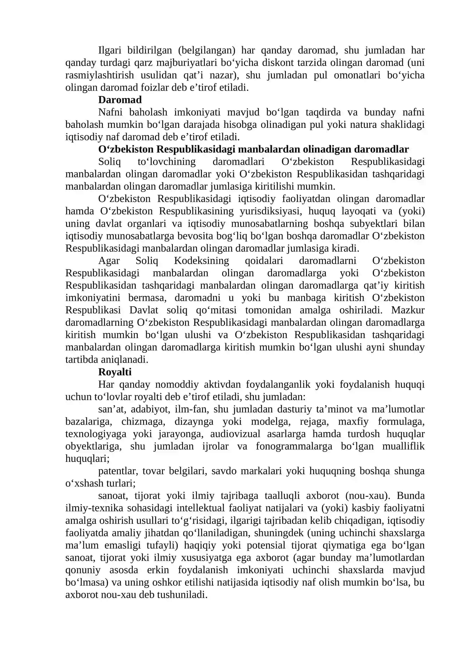 SOLIQ TO‘LOVCHINING DAROMADLARI. TOVARLAR VA XIZMATLAR 2