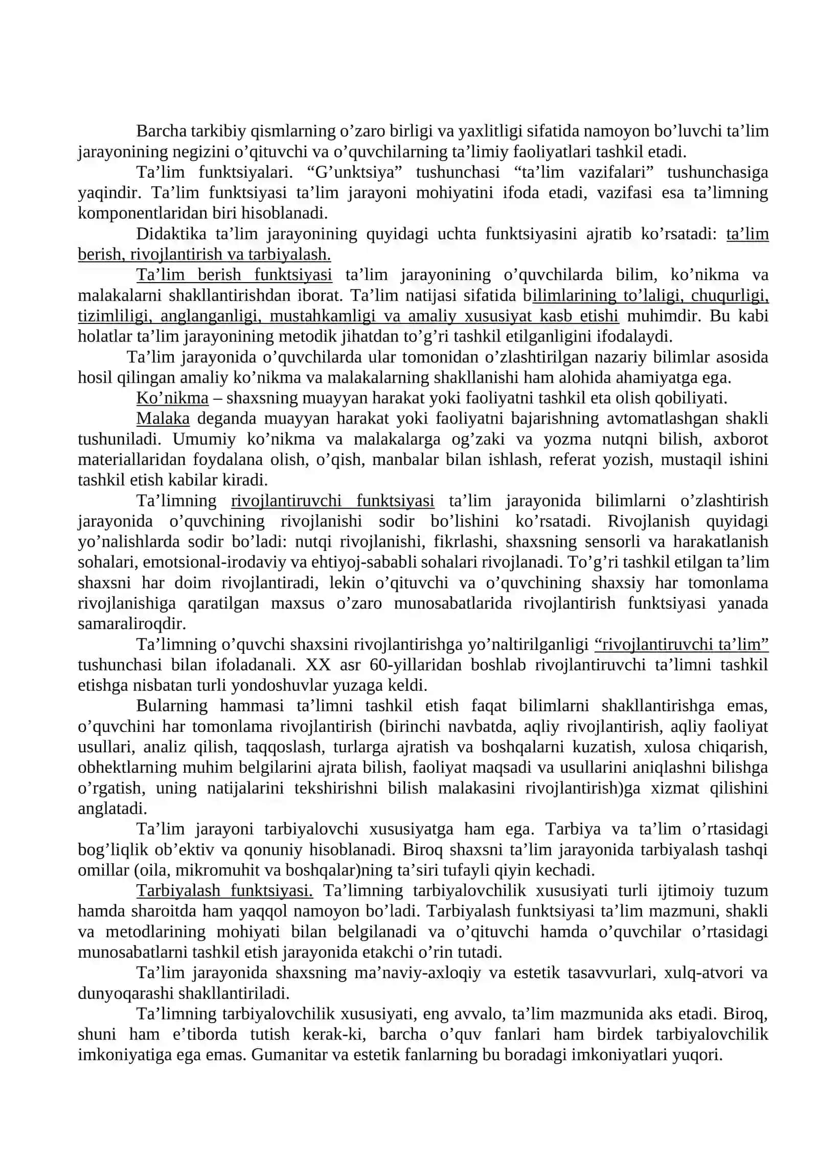 Ta’lim-tarbiya jarayoni yagona tizim sifatida. Ta’lim tamoyillari 2