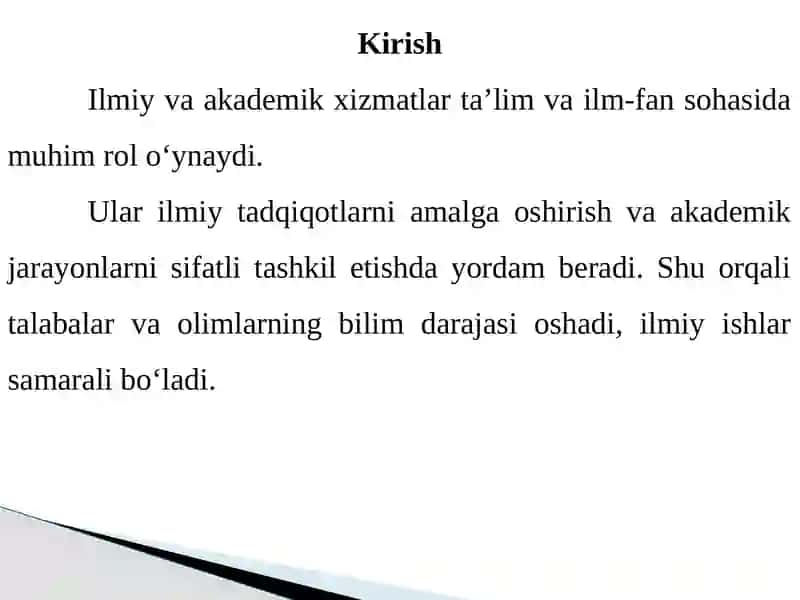 Ilmiy va akademik xizmatlar 2