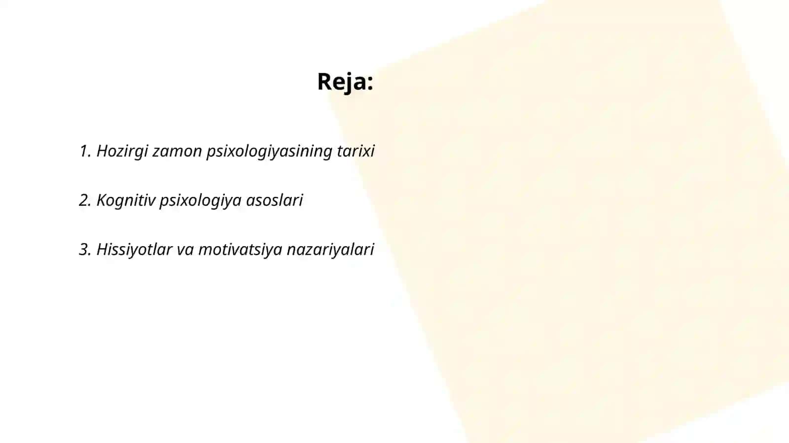 Hozirgi zamon psixologiyasining tuzilishi 2