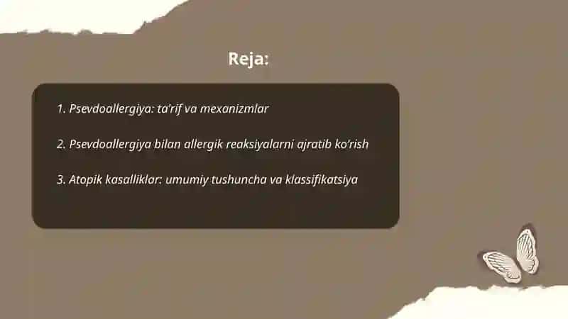 Psevdoallergiya.Atopik kasalliklar haqida tushuncha,dori va ozuqaviy allergiya 2