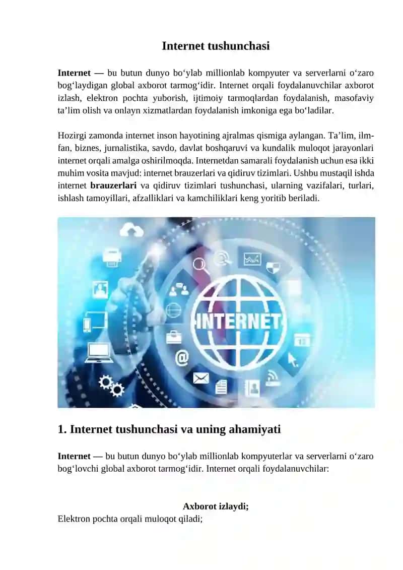 Internet brauzerlari va qidiruv tizimlari 2
