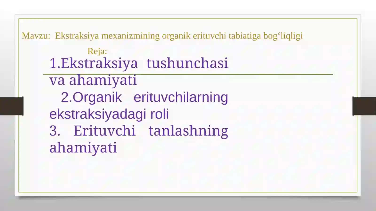 Abdurahmonova Shoxsanamning analitik kimyo da organik reagentlarning qo’llanishi fanidan tayyorlagan taqdimot 2