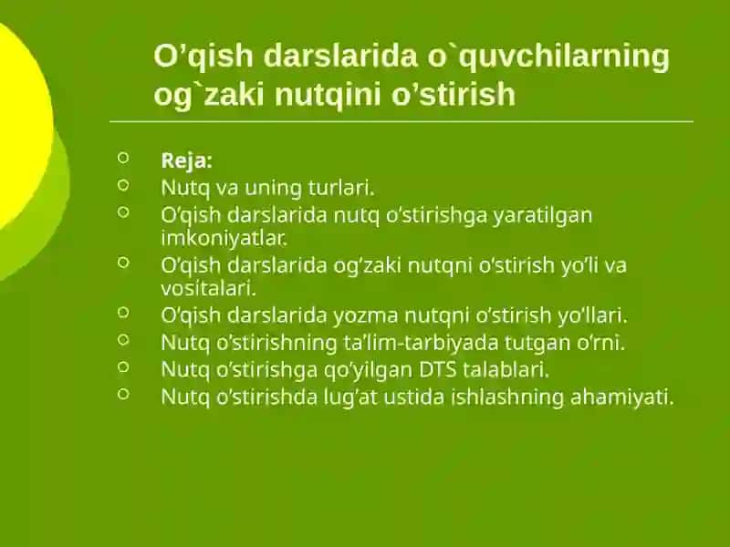 O’qish darslarida o’quvchilarning og’zaki nutqini o’stirish 2