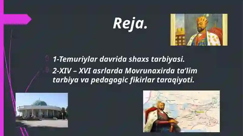 Temuriylardavri ta'lim tarbiyasi 2