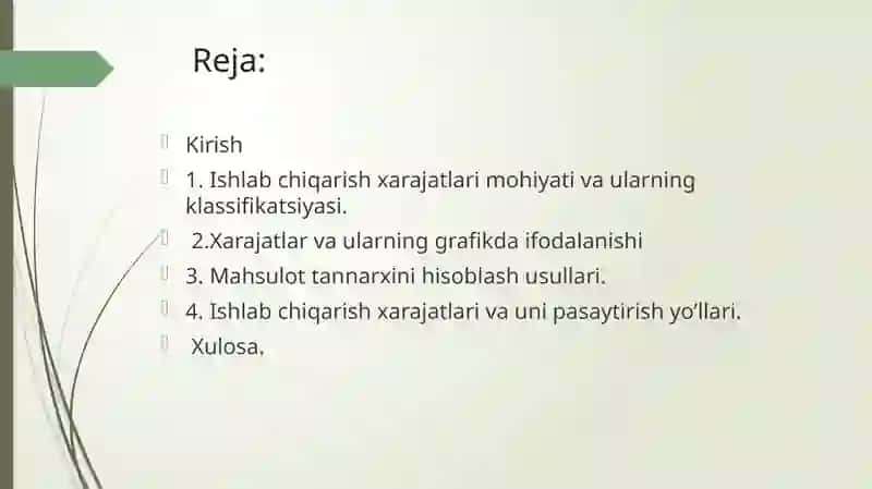 ISHLAB CHIQARISH HARAJATLARI VA ULARNI KAMAYTIRISH USULLARI 2