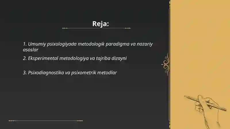 Umumiy psixologiyaning zamonaviy metodologiyasi 2