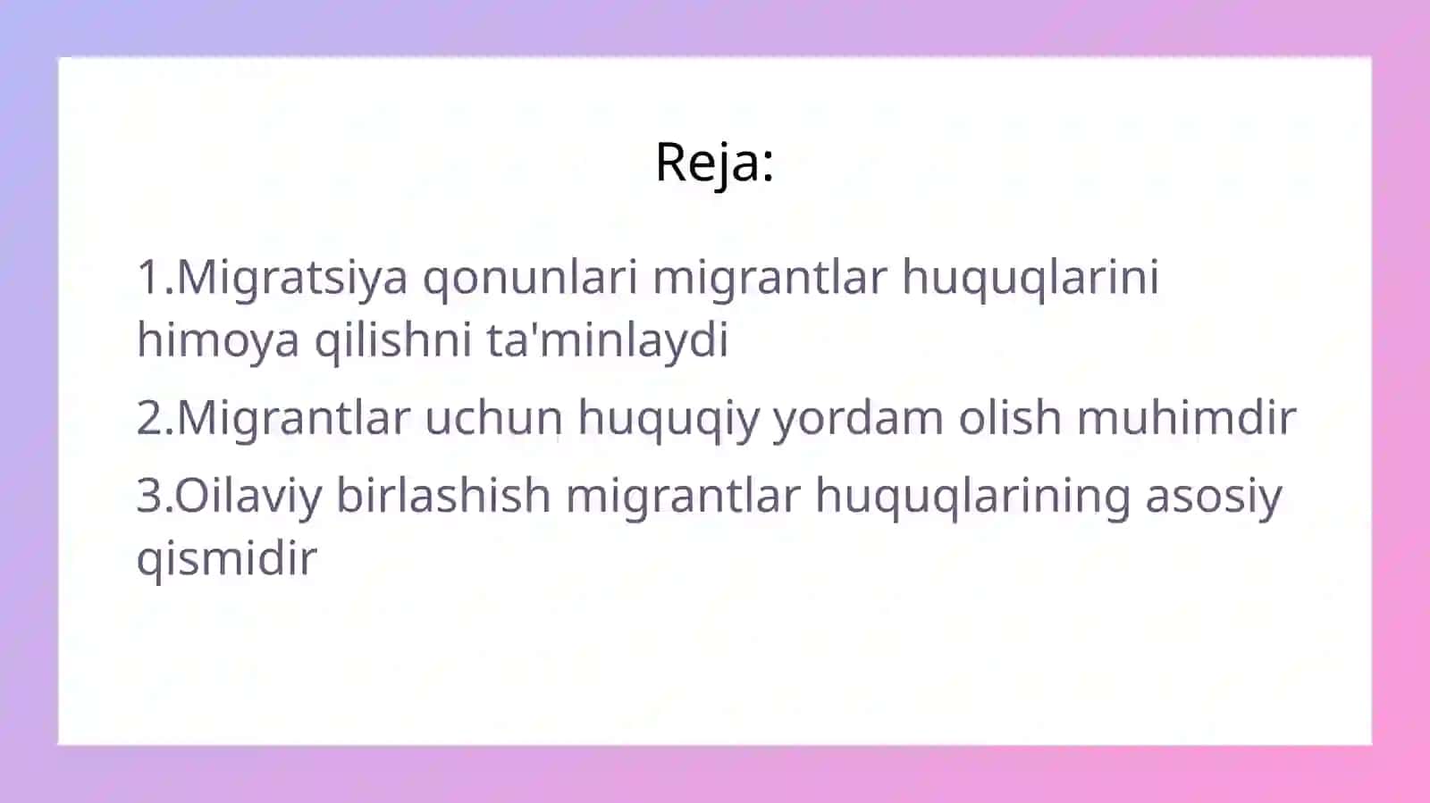Migrantlar va ularning oila azolari huquqlari 2
