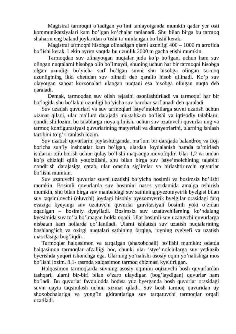 Vodoprovod tarmoqlari va vodovodlarni trassirovka qilish 2