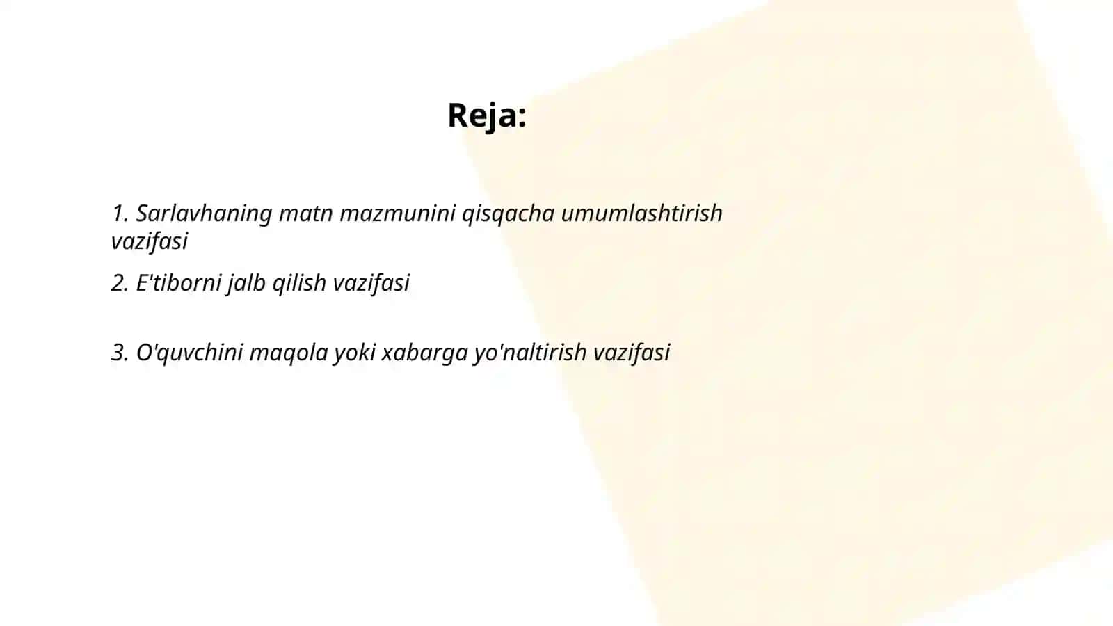 Sarlavha vazifalari 2