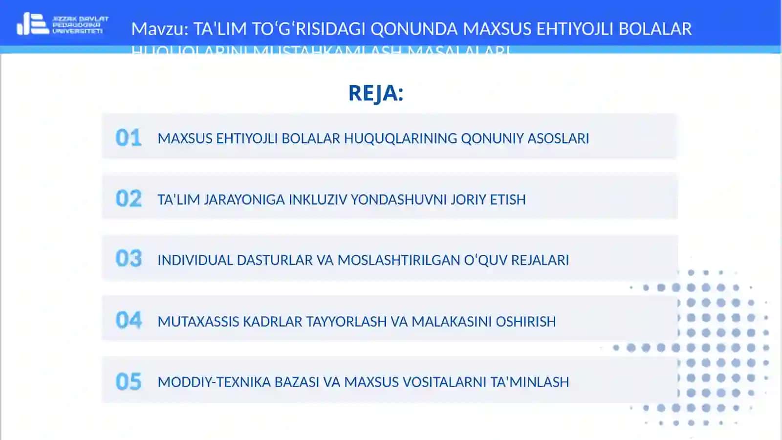 TA'LIM TO‘G‘RISIDAGI QONUNDA MAXSUS EHTIYOJLI BOLALAR HUQUQLARINI MUSTAHKAMLASH MASALALARI 2
