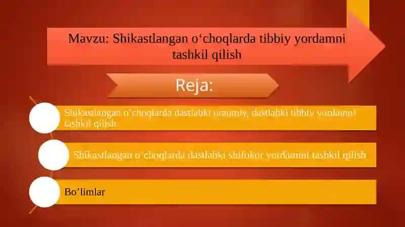 Shikastlangan o‘choqlarda tibbiy yordamni tashkil qilish 2