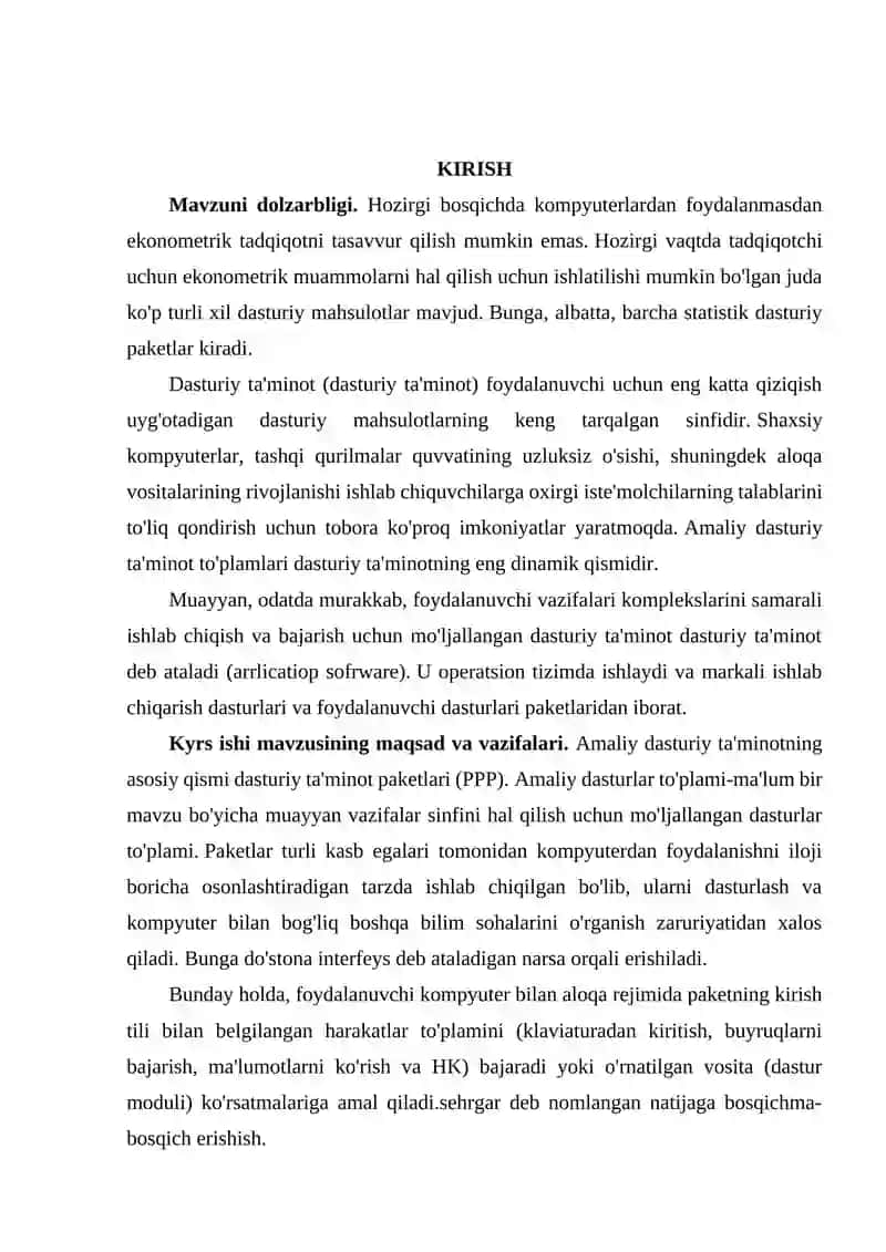 Ekonometrik tadqiqotlar uchun axborot texnologiyalari 2