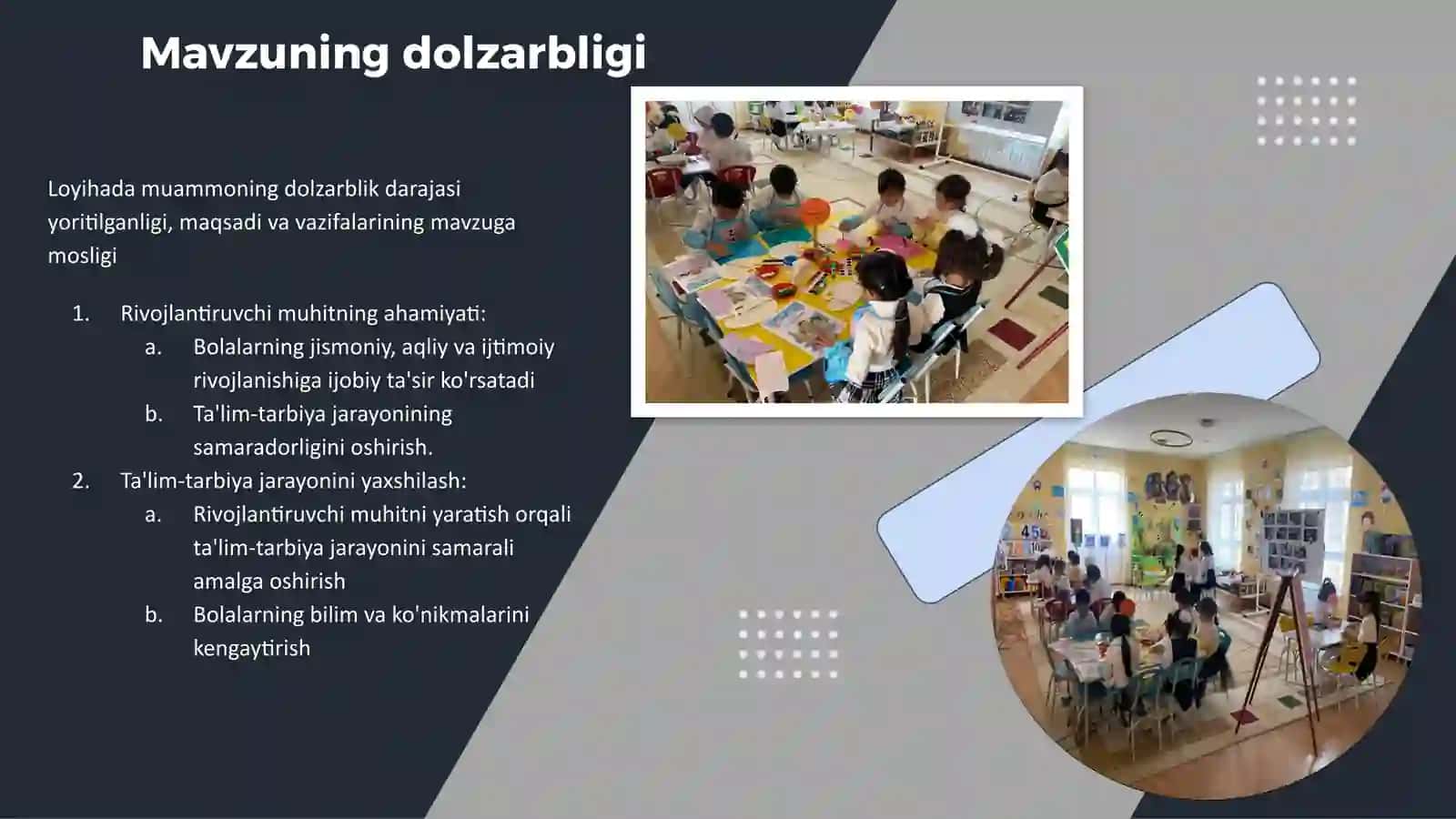 Maktabgacha taʼlim tashkilotida taʼlim-tarbiya jarayonini samarali amalga oshirishda rivojlantiruvch 2