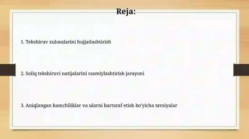 Soliq auditi natijalarini rasmiylashtirish 2