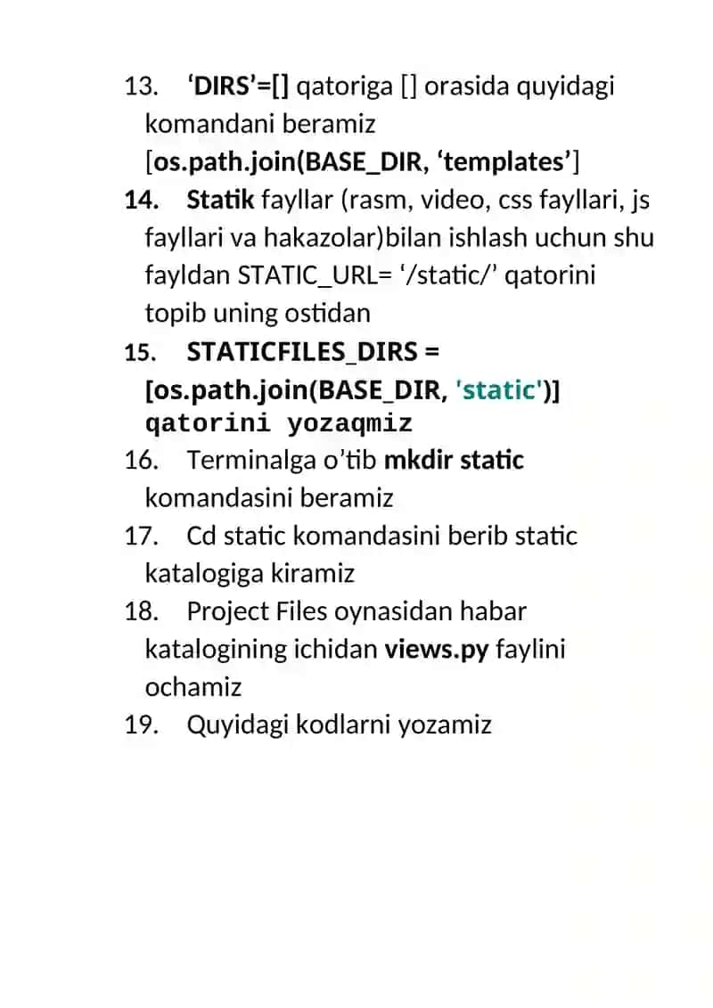 Djangoda ma'lumotlar bazasi bilan va static fayllar bilan ishlash 2