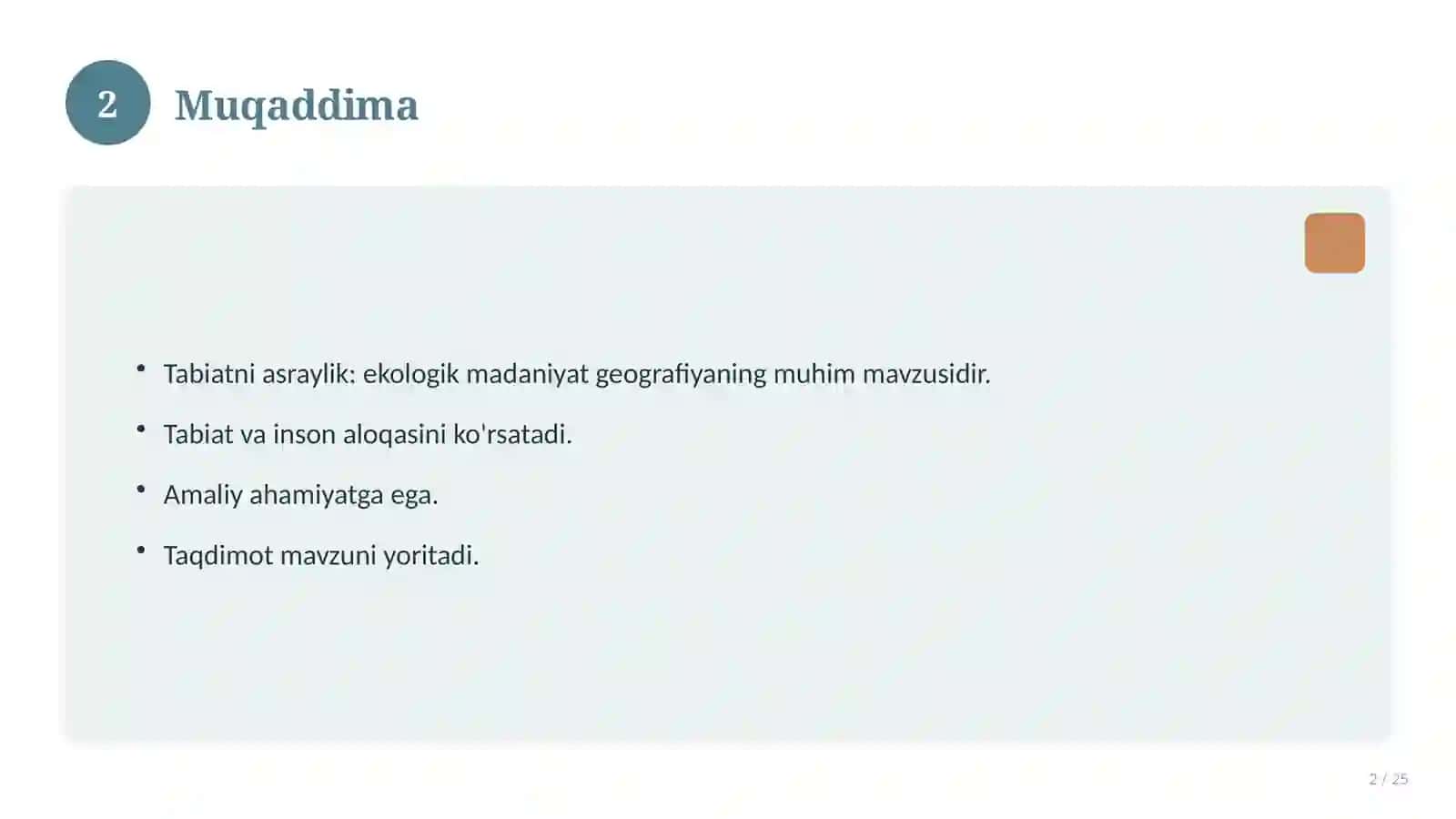 Tabiatni asraylik: ekologik madaniyat 2