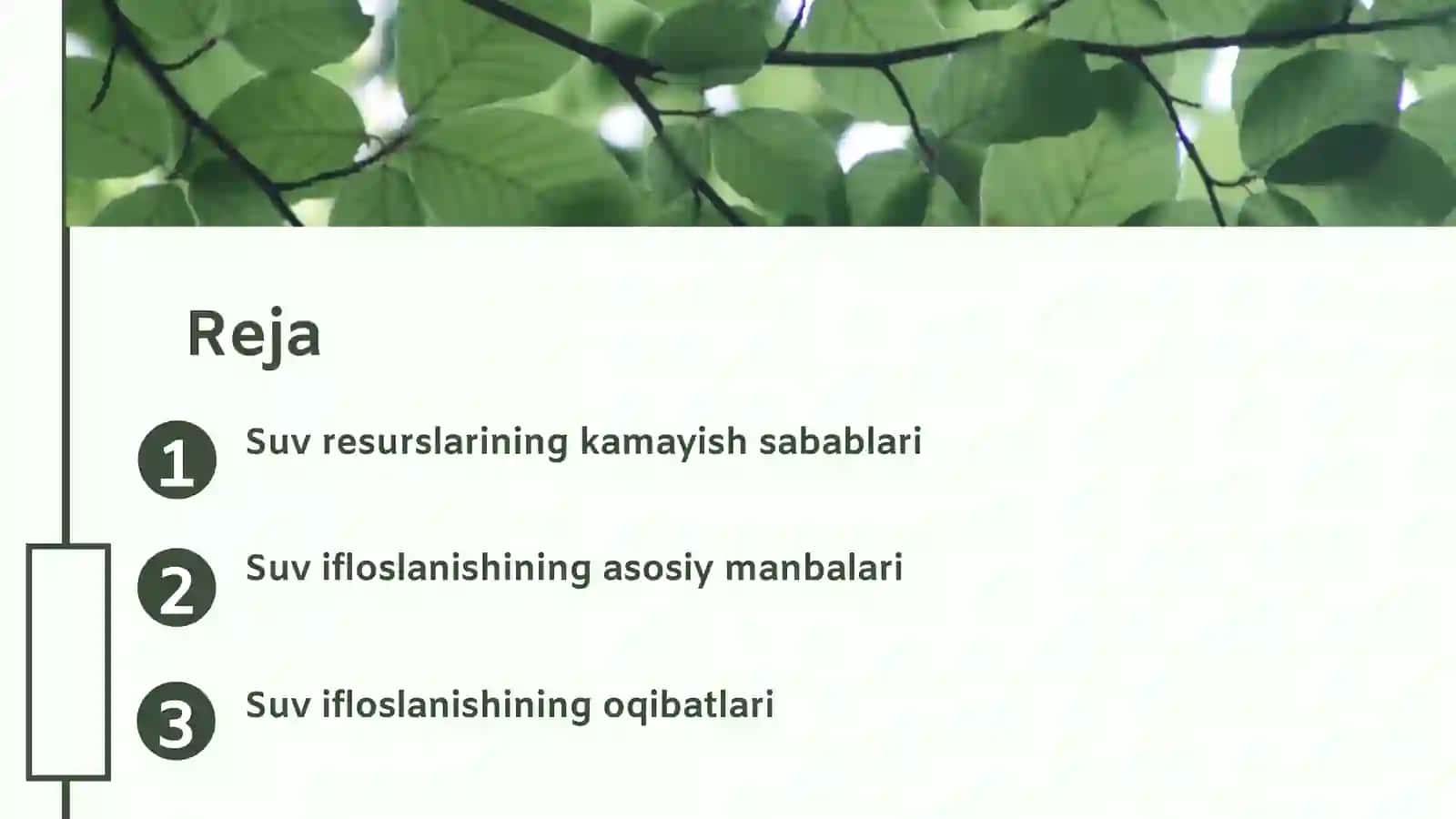Suv resurslarining kamayishi va ifloslanishining oldini olish 2