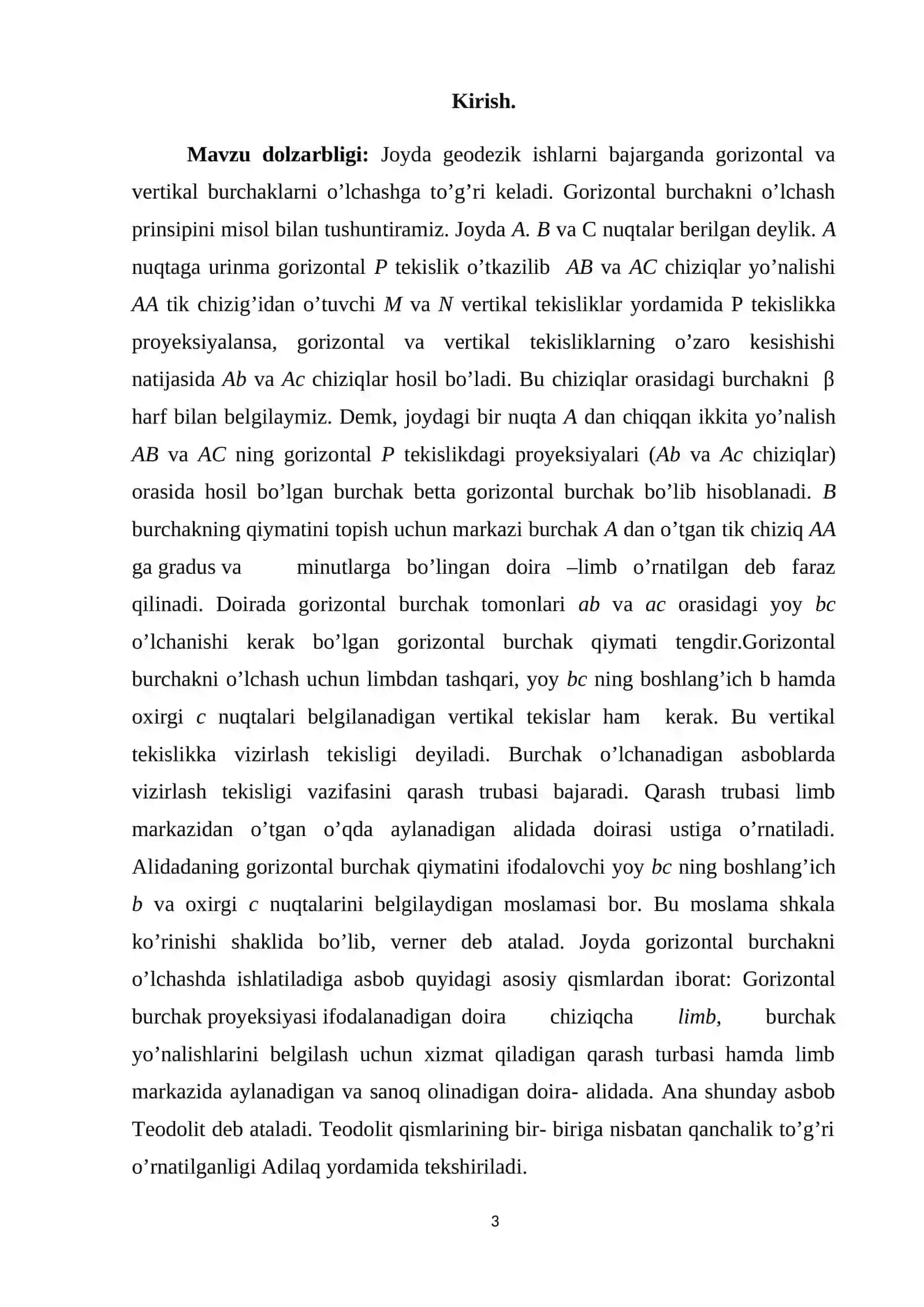 TEODOLIT S’YOMKASI PLANINI KOORDINATALAR BO’YICHA TUZISH VA PLANNI RASMIYLASHTIRISH 2