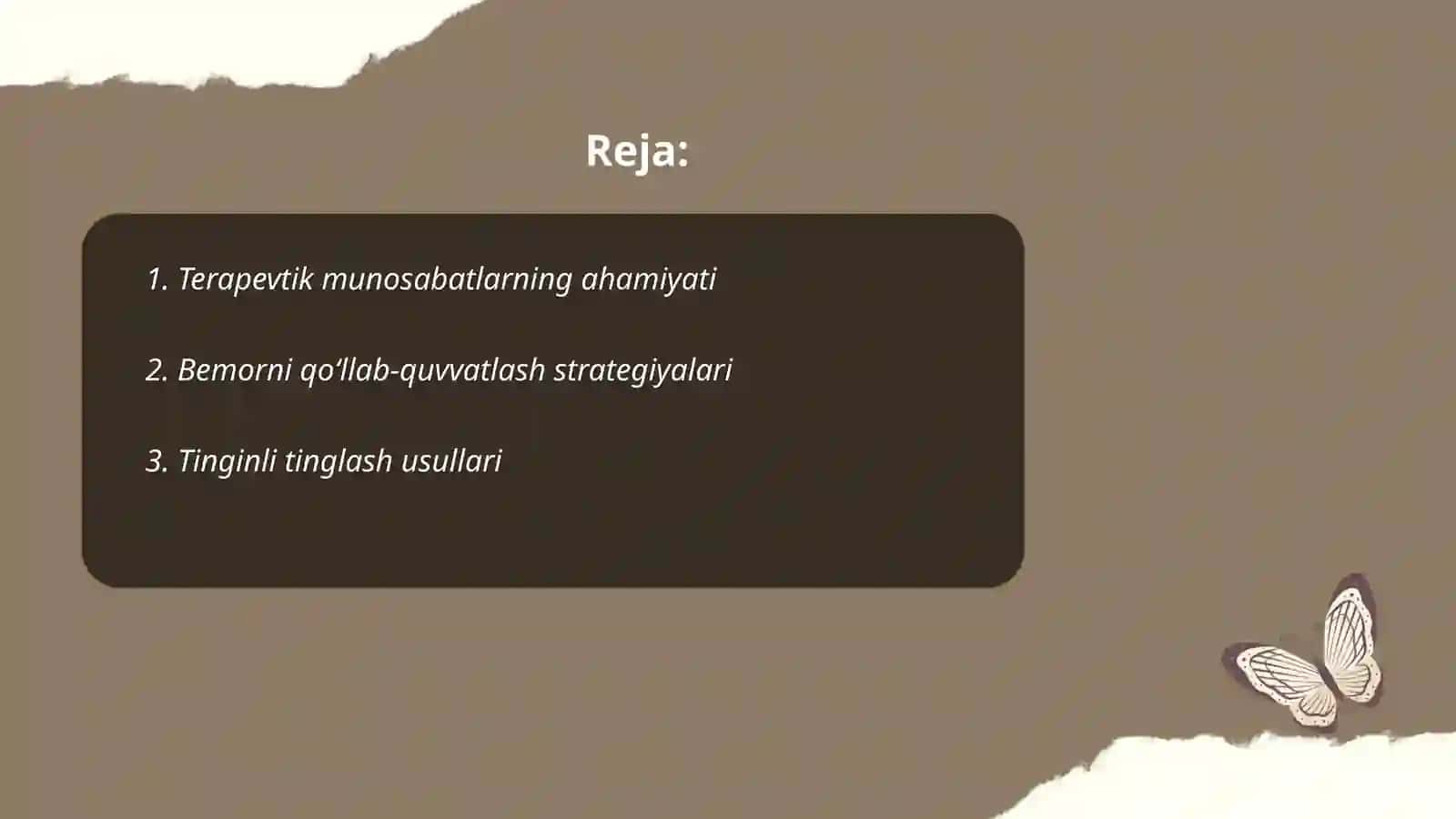 Terapevtik bemorlar bilan munosabatda boʻlish psixologiyasi 2