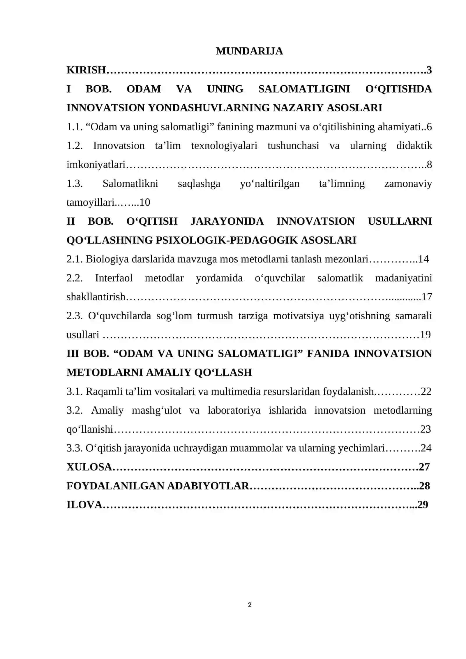 Odam va uning salomatligini o'qitishda innovatsion usullar 2