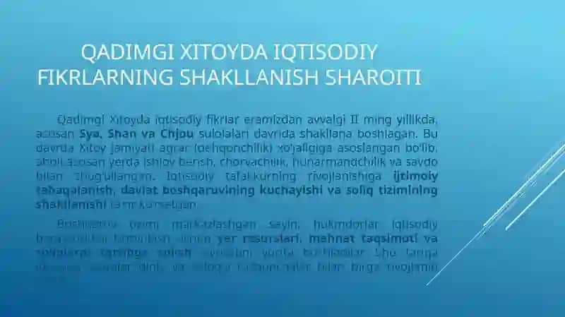 QADIMGI XITOYDA IQTISODIY G‘OYALAR 2