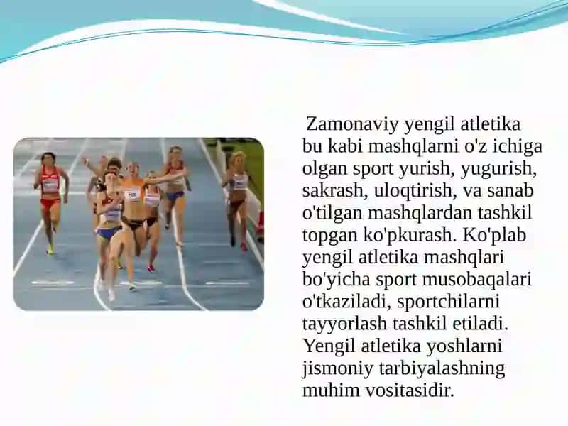 Yengil atletika turlari texnikasini o'rgatish 2